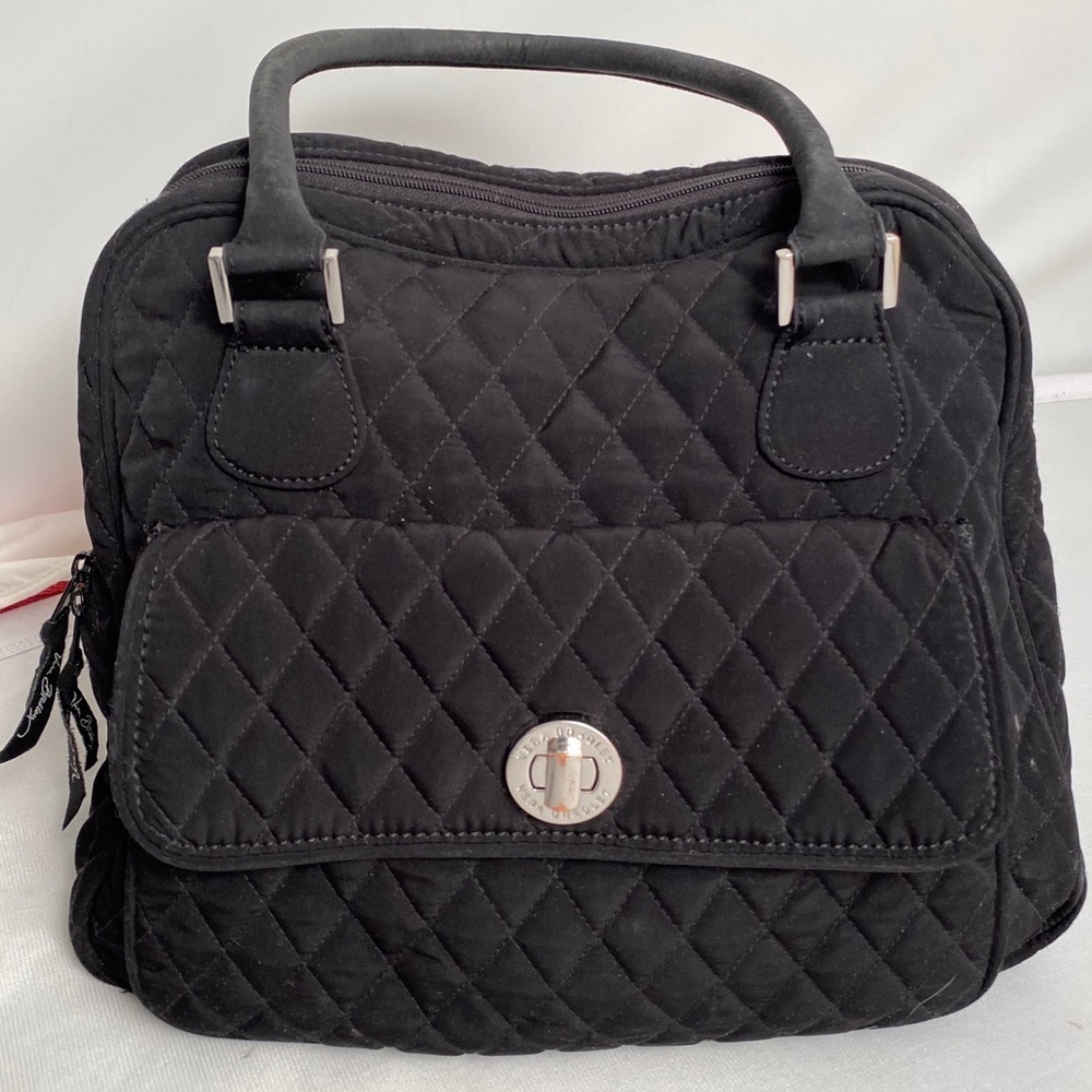 Vera Bradley quilted black turnlock handbag